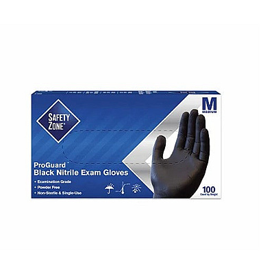 Safety Zone Nitrile Powder Free 3.5 Mil Exam Gloves Black Med, Case Of 1000 (GNPR-MD-BK)