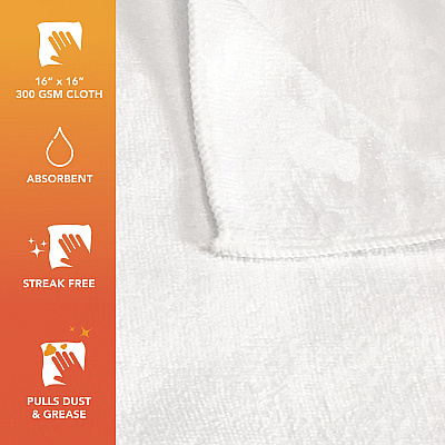 Smart Choice Microfiber Cloths 16x16 49gm White, Pack Of 12 (PNP915100W)