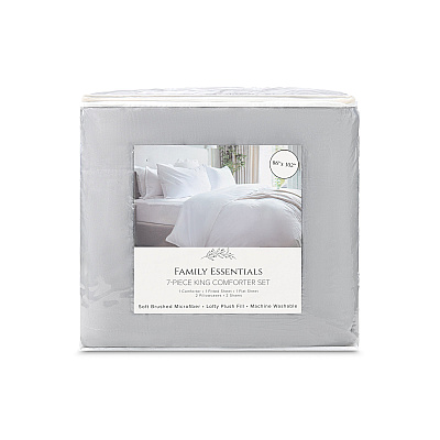 Family Essentials Bed In Bag 7pc - King - Grey, Case Of 6 (BIAB-KG-GY)