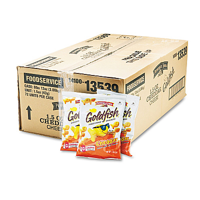 Pepperidge Farm Goldfish Crackers, Cheddar, Single-Serve Snack, 1.5oz Bag, 72/Carton (PPF13539)