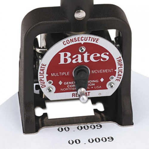 Bates Multiple Movement Numbering Machine, Six Wheels, Re-Inkable, Size E, Black (9820315)