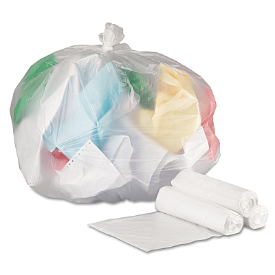 General Supply High-Density Can Liners, 33 gal, 9 mic, 33" x 39", Natural, Perforated Roll, 25 Bags/Roll, 20 Rolls/Carton (GEN333912)