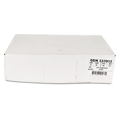 General Supply High-Density Can Liners, 33 gal, 9 mic, 33" x 39", Natural, Perforated Roll, 25 Bags/Roll, 20 Rolls/Carton (GEN333912)