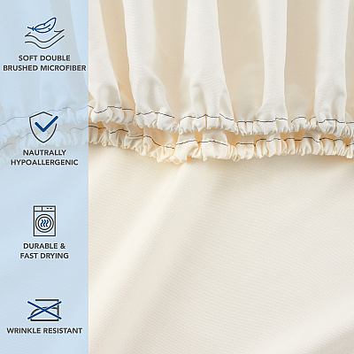 Host & Home Microfiber Fitted Sheets - Queen - Ivory W/ Blue Hem, Pack Of 6 (P-MFS-608012-IV)