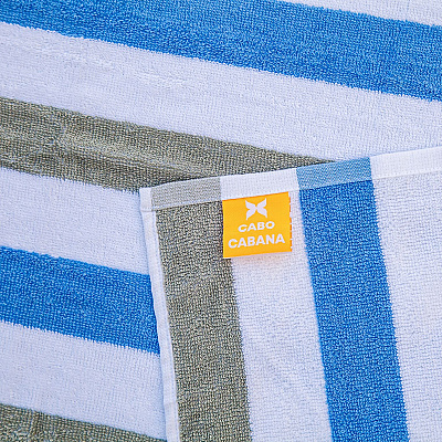 Cabo Cabana Chaise Cover 30x85 Grey/navy, Pack Of 2 (P-CC-CC-GY/NV)