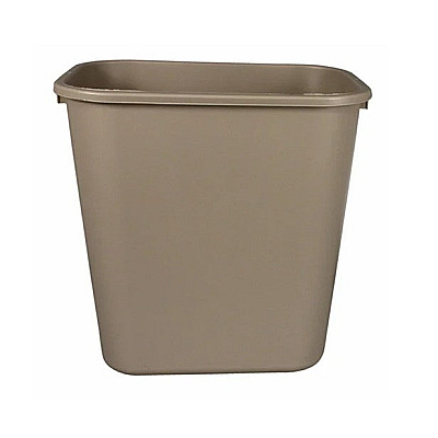 Rectangular Soft-sided Plastic Wastebasket, 28 Quart, No Pinchm Design, Seamless, Durable Molded Polyethylene, Beige, Case Of 12 (7702-15)
