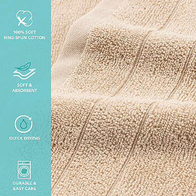 Family Essentials Washcloths 24pk Beige, Case Of 144 (FEWC-24PK-BG)