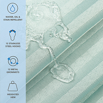 H&h Poly Shower Curtain Set 72x72 Damask Silt Green, 1 Set (P-SCSTD-7272-GR)