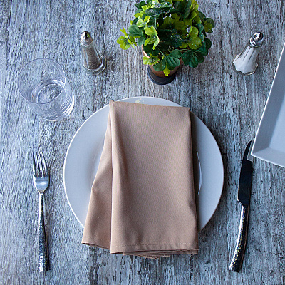 Mariposa Poly Spun Napkin 20x20 Sandalwood, Case Of 300 (NAP-SDLWD-SPUN-CS)