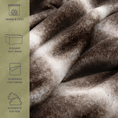 Aston & Arden Bronze Moon Faux Fur Throw 50x70 Brown Ombre, Case Of 3 (TH-FF-5070-BR)