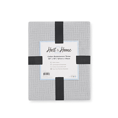 Host & Home Cotton Throw Blanket 50x70 Light Gray, 1 Blanket (P-THCOT-5070-LG)