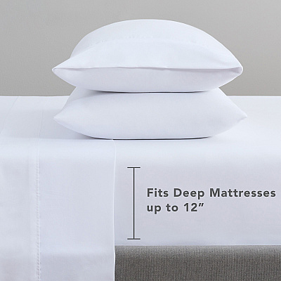 Host & Home Microfiber Fitted Sheets - Queen - White W/ Blue Hem, Pack Of 6 (P-MFS-608012)