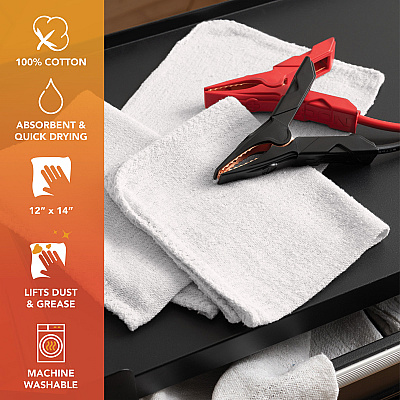 Messy Mechanic Shop Towels 100 Pack 12x14 White, Bag Of 100 (PNP-SHOP-100-WH)