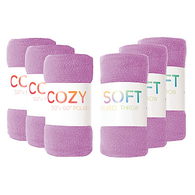 Cozy Soft Polar Fleece Throw 50x60 Purple (12pk), Case Of 12 (FLC-PLR-5060-PU-CS)