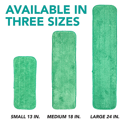 Microfiber Flat Wet Mop - 24", Green, Pack Of 12 (PNP830024G)
