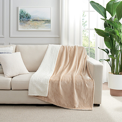 Host & Home Plush To Sherpa Throw Blanket 50x60 Ivory, Case Of 4 (TH-PF-5060-TN)