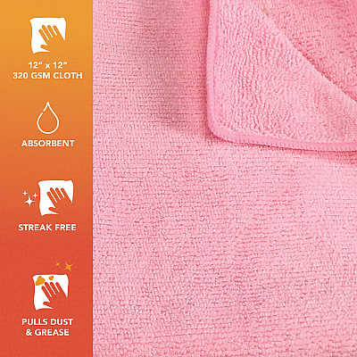 Smart Choice Microfiber Cloths 12x12 30gm Pink, Case Of 240 (M915112P)