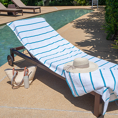 Las Rayas Chaise Cover 30x85 Blue, Pack Of 2 (PNP-CC-HS3085BL-2PK)