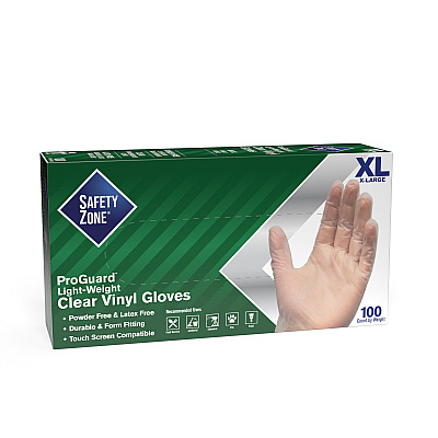 Safety Zone Vinyl Powder Free 2.5 Mil Gloves Clear Xl - Case Of 1000 (GVP9-XL-HH)
