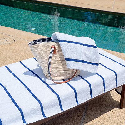 Las Rayas Chaise Cover 30x85 Navy, Pack Of 2 (PNP-CC-HS3085NV-2PK)