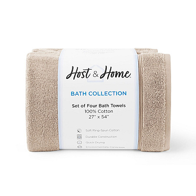 Host & Home Bath Towel 27x54 Beige, Case Of 24 (BT-HH2754-BG-CS)