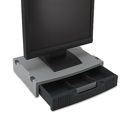 Innovera Basic LCD Monitor/Printer Stand, 15" x 11" x 3", Charcoal Gray/Light Gray (IVR55000)
