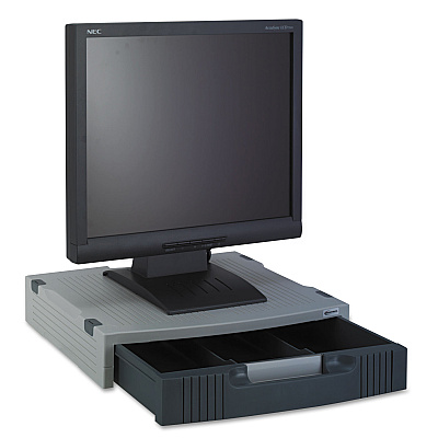 Innovera Basic LCD Monitor/Printer Stand, 15" x 11" x 3", Charcoal Gray/Light Gray (IVR55000)
