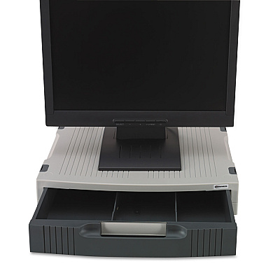 Innovera Basic LCD Monitor/Printer Stand, 15" x 11" x 3", Charcoal Gray/Light Gray (IVR55000)