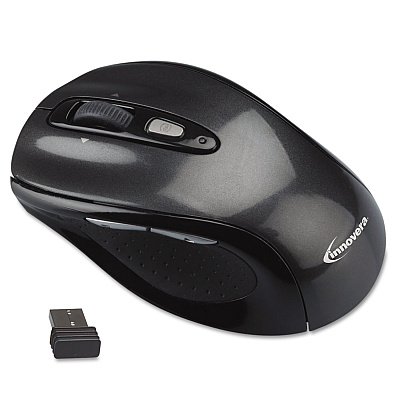 Innovera Wireless Optical Mouse with USB-A, 2.4 GHz Frequency/32 ft Wireless Range, Left/Right Hand Use, Gray/Black (IVR61025)