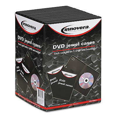 Innovera Standard DVD Case, Black, 10/Pack (IVR72810)