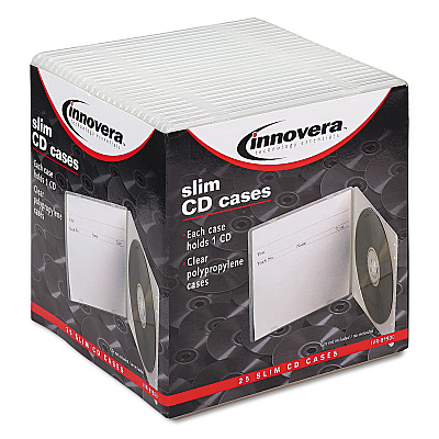 Innovera Slim CD Case, Clear, 25/Pack (IVR81900)