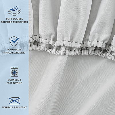 Host & Home Microfiber Fitted Sheets - Twin - Gray W/ Black Hem, Case Of 24 (MFS-368012-GY)