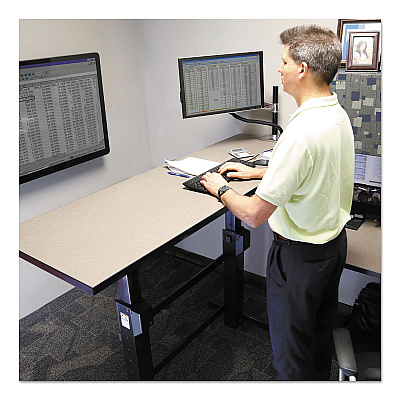 WorkFit by Ergotron WorkFit-B Sit-Stand Base, Up to 88 lb, 42" x 26" x 32" to 51.5", Black (ERG24388009)
