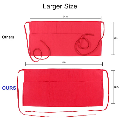 Mariposa Waist Apron 26x12 Red, Pack Of 12 (WAISTAPRON-RED)