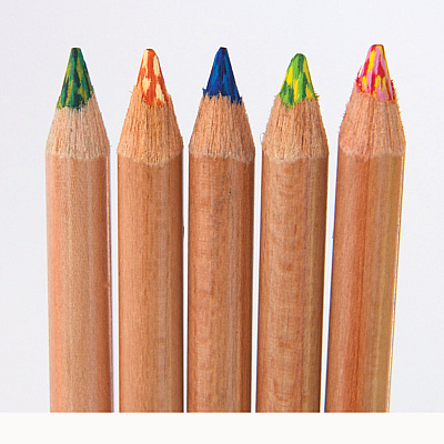 Koh-I-Noor Tri-Tone Color Pencils, 3.8 mm, Assorted Tri-Tone Lead Colors, Tan Barrel, Dozen (KOHFA33TIN12BC)
