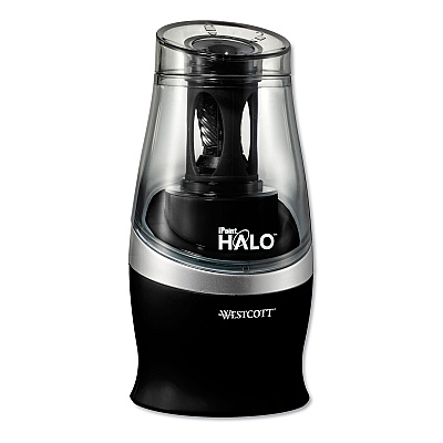 Westcott Halo Colored Pencil Non-Stick Electric Sharpener, AC-Powered, 3.5 x 6.75, Black/Silver (ACM16894)
