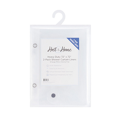 H&h Peva Shower Curtain Liner (8g) 72x72 Transprt, 1 Set (P-SCL-7272-2PK)