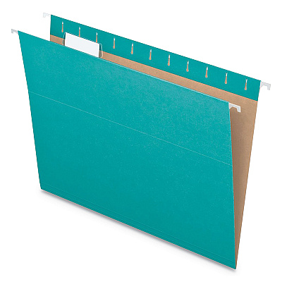 Pendaflex Colored Hanging Folders, Letter Size, 1/5-Cut Tabs, Aqua, 25/Box (PFX81616)