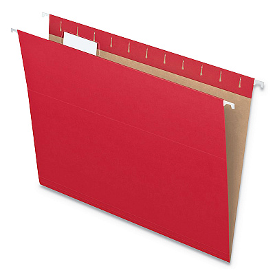 Pendaflex Colored Hanging Folders, Letter Size, 1/5-Cut Tabs, Red, 25/Box (PFX81608)