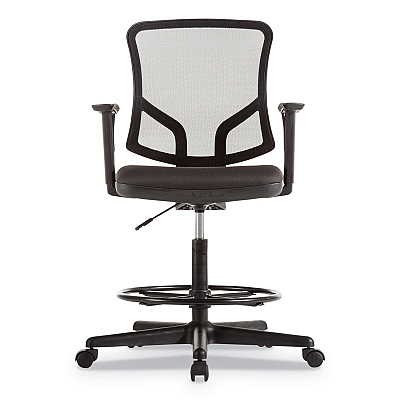 Alera Everyday Task Stool, Fabric Seat, Mesh Back, Supports Up to 275 lb, 20.9" to 29.6" Seat Height, Black (ALETE4617)