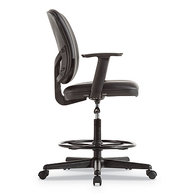 Alera Everyday Task Stool, Bonded Leather Seat/Back, Supports Up to 275 lb, 20.9" to 29.6" Seat Height, Black (ALETE4619)
