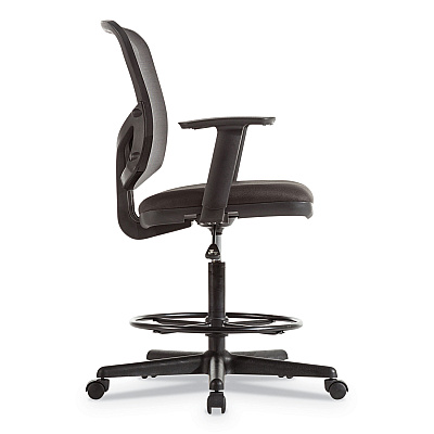 Alera Everyday Task Stool, Fabric Seat, Mesh Back, Supports Up to 275 lb, 20.9" to 29.6" Seat Height, Black (ALETE4617)