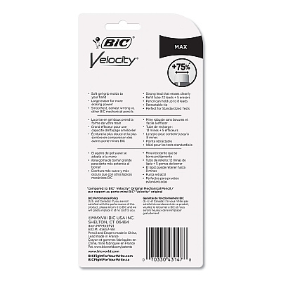 BIC Velocity Max Pencil, 0.9 mm, HB (#2), Black Lead, Assorted Barrel Colors, 2/Pack (BICMPMX9P21)