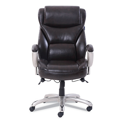 SertaPedic Emerson Big and Tall Task Chair, Supports Up to 400 lb, 19.5" to 22.5" Seat Height, Brown Seat/Back, Silver Base (SRJ49416BRW)