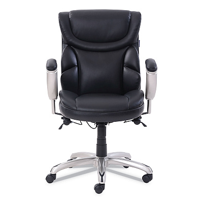 SertaPedic Emerson Task Chair, Supports Up to 300 lb, 18.75" to 21.75" Seat Height, Black Seat/Back, Silver Base (SRJ49711BLK)