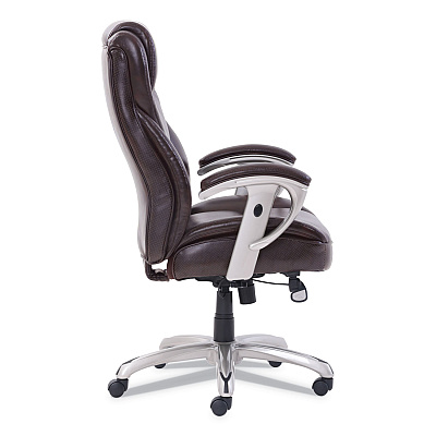 SertaPedic Emerson Big and Tall Task Chair, Supports Up to 400 lb, 19.5" to 22.5" Seat Height, Brown Seat/Back, Silver Base (SRJ49416BRW)