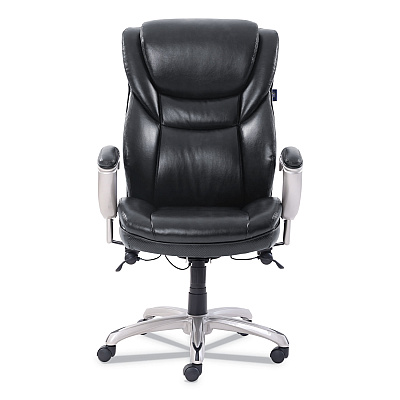SertaPedic Emerson Executive Task Chair, Supports Up to 300 lb, 19" to 22" Seat Height, Black Seat/Back, Silver Base (SRJ49710BLK)