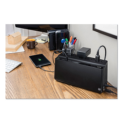 APC Back-UPS 600 VA Battery Backup System, 7 Outlets, 120 VA, 490 J (BE600M1)