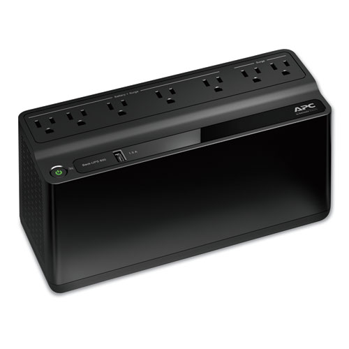 APC Back-UPS 600 VA Battery Backup System, 7 Outlets, 120 VA, 490 J (BE600M1)