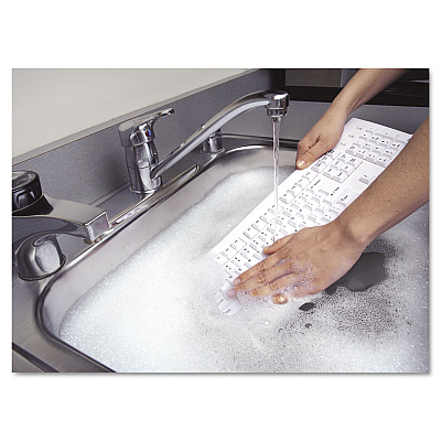 Kensington Pro Fit USB Washable Keyboard, 104 Keys, White (KMW64406)
